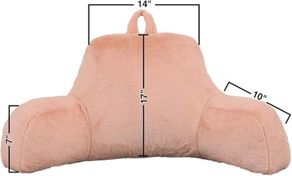 Holawakaka Reading Pillow for Sitting up in Bed Sofa Kids Teens, Backrest Pillow with Arms for Girls Women Petites Pregnancy, Back Support Cushion for Couch Floor Nursery Playroom Blush