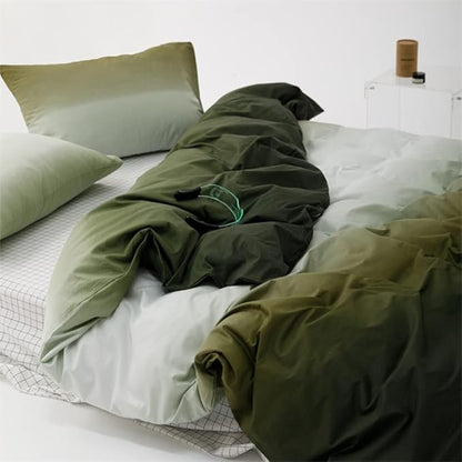 Wellboo Army Green Gradient Comforter Sets Queen Solid White and Green Bedding Comforters Cotton Modern Green White Gradient Soft Quilts Simple Style Farmhouse Abstract Art Watercolor Comforters Warm