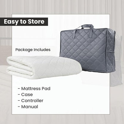 Heated Mattress Pad – Bed Warmer with Single Controller, 5 Heat Settings, 15-Hour Auto Shut-Off, Radiation Blocking, Waterproof & Machine Washable, AeroSilver Wicking Fabric, UL Listed, Single