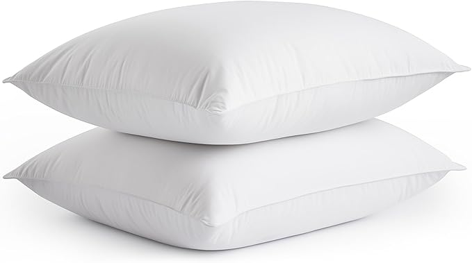 Bafode Goose Down Feather Pillows, Soft Bed Pillows Standard Size Set of 2, 100% Soft Cotton Shell, Hotel Pillows for Back, Stomach or Side Sleepers
