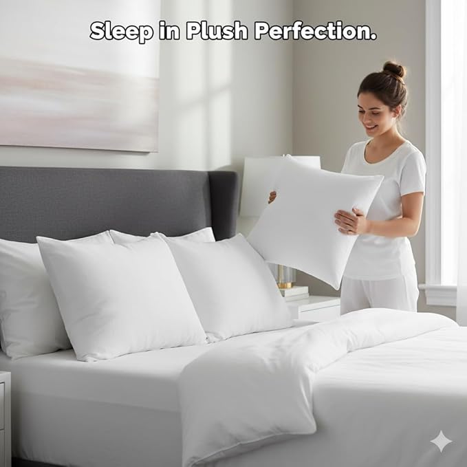 Throw Pillow Inserts (18"x18") | Set of 4 | Easy Maintenance Fluffy Inserts for Better Comfort | Polyester Gel Fibre Fill | No Feather Pokes | Machine Washable in Delicate Cycle