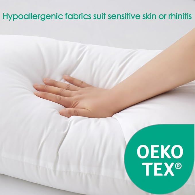 Thick Bed Pillows Queen Size Set of 2 Hotel Collection Soft Down Alternative Supportive Pillow for Back Stomach Side Sleeper White 20x30 inches