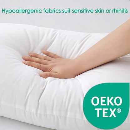 Thick Bed Pillows Queen Size Set of 2 Hotel Collection Soft Down Alternative Supportive Pillow for Back Stomach Side Sleeper White 20x30 inches