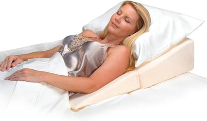 Contour Folding Wedge Pillow Extended Length- 7x24x32 Inch Bed Wedge for Elevated Sleeping, GERD & Acid Reflux Relief, Snoring Support - Folding Triangle Pillow with Washable Cover, High-Density Foam