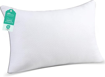 Sasttie Standard Pillow, Single Full Size Bed Pillow for Side, Back, and Stomach Sleepers - Down Alternative Plump Filling - Set of 1, Standard Size, 20x26 Inches