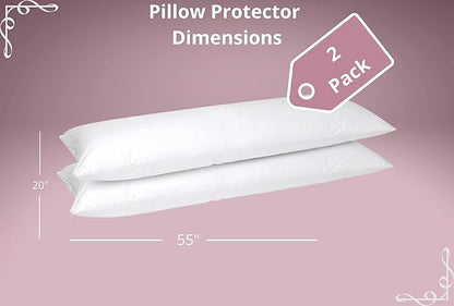 CirclesHome Pillow Protectors 2 Pack Body (20 x 55) Zippered - 100% Cotton Breathable Pillowcases - Protects Pillows from Dirt, Dust and Debris (Body- Set of 2 - 20x55)