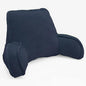 Super Soft Velvety Backrest Reading Bed Rest Pillow with Arms and Pockets 18" H for Sitting in Bed Couch Sofa, Back Support Wedge Cushion with Removable Cover, 20" x 18" x17", Navy