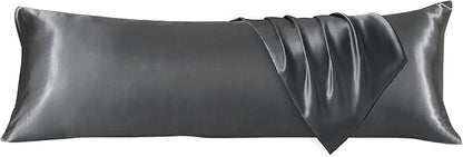 HUXMEYSON Body Pillow with Satin Pillowcase, Body Pillow for Adults, Removable Cover, Grey (20"x54")