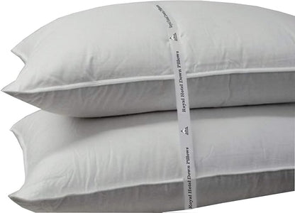 Royal Hotel Bedding Down Pillow - 500 Thread Count 100% Cotton, Down, Standard/Queen Size, Firm, Set of 2
