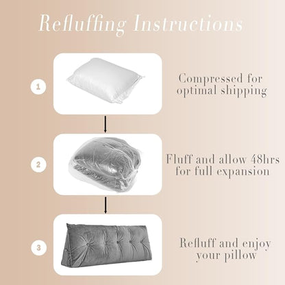 Queen Size Headboard Pillow Wedge Long Backrest Positioning Support for Sitting up Sleeping in Daybed Sofa Couch Wedge Bed Gap Filler Rest Large Reading Pillow with Side Pocket Bolster Cushion