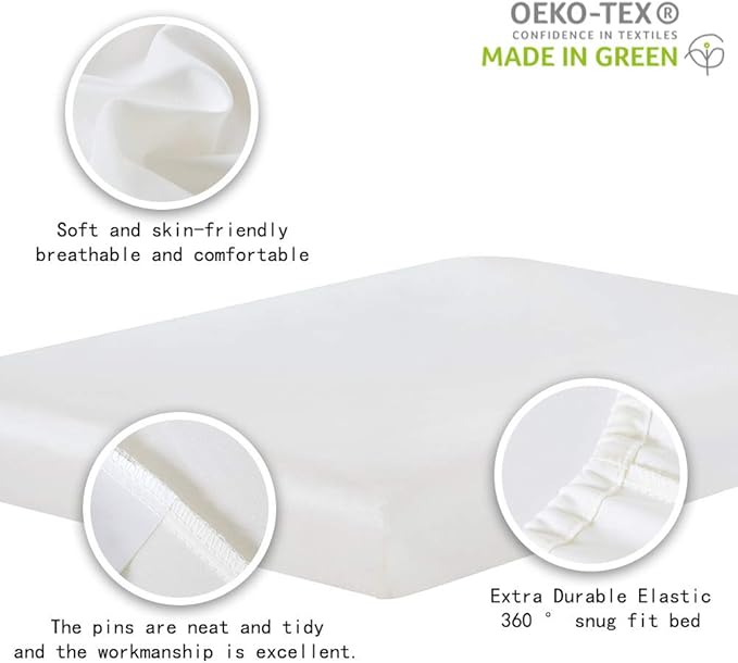 100% Supima Cotton Sheets 600 Thread Count,Bed Sheet Set Queen Size Sheets 4 Pieces,Soft & Silk Sateen Weave, Fits Mattress Up to 18",Deep Pocket, Breathable & Fade Resistant(Pure White,Queen)