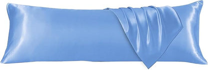 HUXMEYSON Body Pillow with Satin Pillowcase, Body Pillow for Adults, Removable Cover, Light Blue (20"x54")