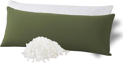 WhatsBedding Memory Foam Body Pillow with Breathable Zippered Cotton Cover, Full Body Pillow for Adults, Long Pillow for Sleeping, Firm Pillow Fluffy Supportive, Forest Green