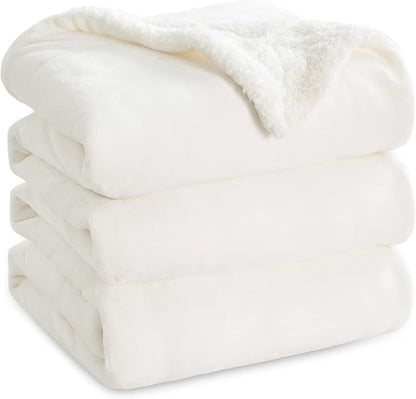 Bedsure GentleSoft Sherpa Fleece Blankets King Size for Bed - Thick and Warm Throw for Women and Men, Soft Fuzzy Plush King Blanket for Winter, White, 108x90 Inches