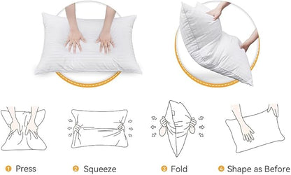 Oubonun Queen Size Pillows Set of 2 - Fluffy & Supportive Down Alternative Pillows with Zippered Cotton Cover - Breathable and Cool for All Sleeping Positions - Machine Washable - 20"x30"