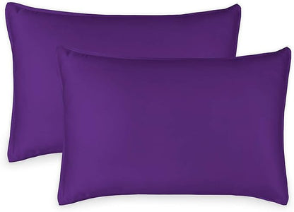 King Pillowcases by Pure Bamboo, Genuine 100% Organic Viscose Derived from Bamboo, Luxuriously Soft & Cooling, Double Stitching, Envelope Closure (2 King Pillowcases, Purple)