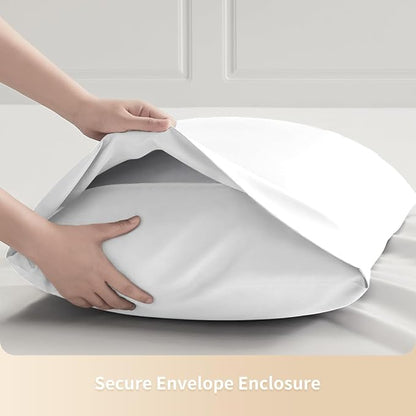 King Pillowcases, Cooling Viscose from Bamboo Pillow Covers with Envelope Closure, Soft Moisture-Wicking for Hot Sleepers, Hair and Skin-Friendly, White, 2 Pack
