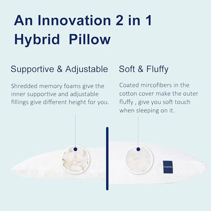 ACCURATEX Full Body Pillow for Adults - Hybrid Shredded Memory Foam Firm Body Pillow with Soft Fluffy Down Alternative Cotton Cover - Adjustable Loft Long Pillows for Sleeping