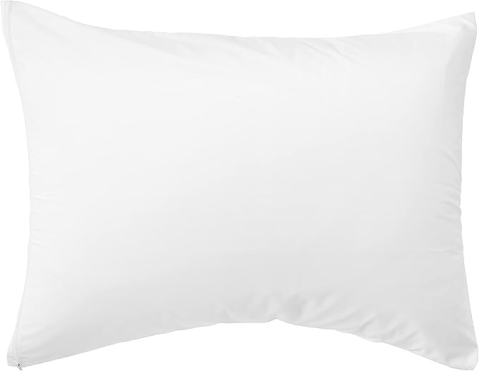 National Allergy Premium 100% Cotton Zippered Pillow Protector - Standard Size - White - 300 Thread Count - Hypoallergenic Bed Pillowcase with Zipper - Breathable Encasement Cover