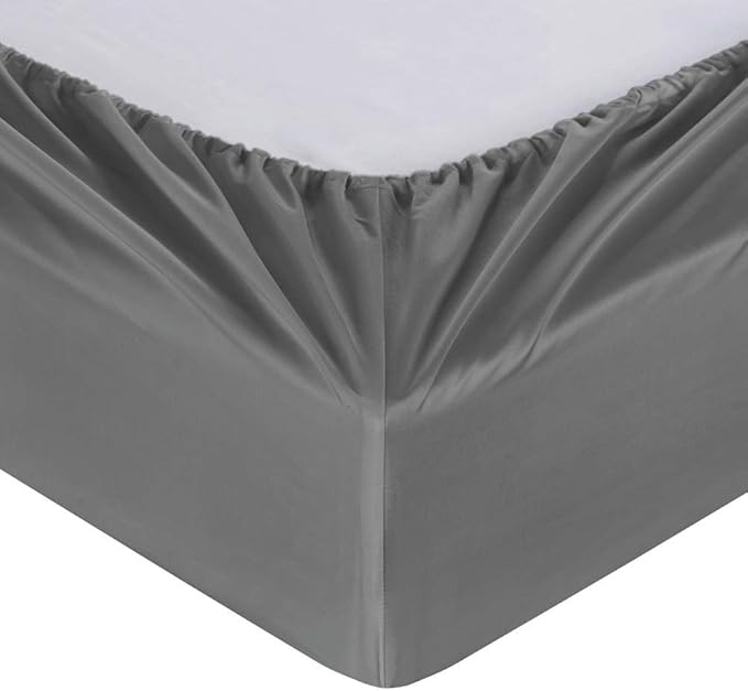 100% Supima Cotton Sheets 600 Thread Count,Bed Sheet Set King Size Sheets 4 Pieces,Soft & Silk Sateen Weave, Fits Mattress Up to 18'',Deep Pocket, Breathable & Fade Resistant(Grey,King)