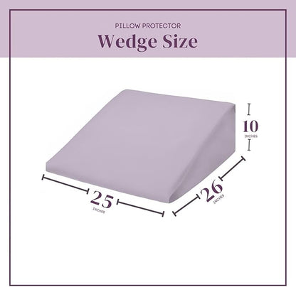 CirclesHome Wedge Pillow Cover 100% Cotton, Zippered Wedge Pillow Case Protector, Soft, Hypoallergenic & Breathable - Lavender, (25Wx26Lx10)