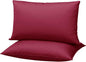 Flat Ultra Thin Bed Pillows Standard Size Pillow Set of 2 Extra Soft Down Alternative for Stomach Side Back Sleeper Burgundy 20x26inches