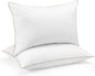 Deodar Bed Pillows Goose Feather Down Pillows Queen Size Set of 2 - Made in USA 100% Cotton Hotel Pillow for Sleeping Soft Fluffy Pillow for Back Side Stomach Sleepers 20" x 30"