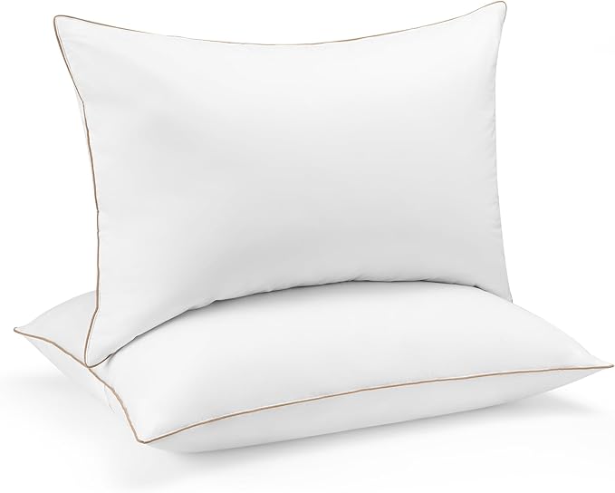 Deodar Goose Feather Down Pillows Standard Pack of 2 - Made in USA Bed Pillows Hotel Pillow Soft Fluffy for Sleeping Pillow for Sleepers 20" x 30"