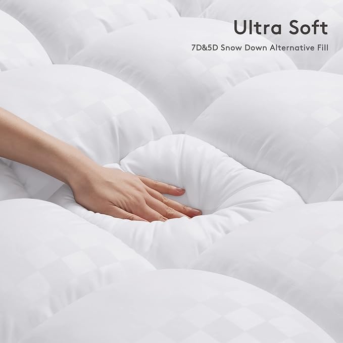 Mattress Topper Cal King,Extra Thick Mattress Pad Cover for Back Pain,Cooling Mattress Protector with 8-21 Inch Deep Pocket,Overfilled Down Alternative Filling