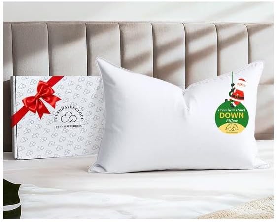White Goose Down Pillow - Luxury Hotel Bed Pillow with 100% Natural 1000+ Fill Power Goose Feather Down Pillow for Sleeping, 700TC Cotton Shell, Standard Size- Soft, 1 Pack