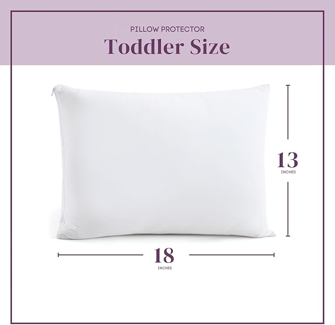 CirclesHome Pillow Protectors Single Pack Toddler Zippered - 100% Cotton Breathable Pillowcases - Protects Pillows from Dirt, Dust and Debris Toddler - (Single Pack 18 x 13)