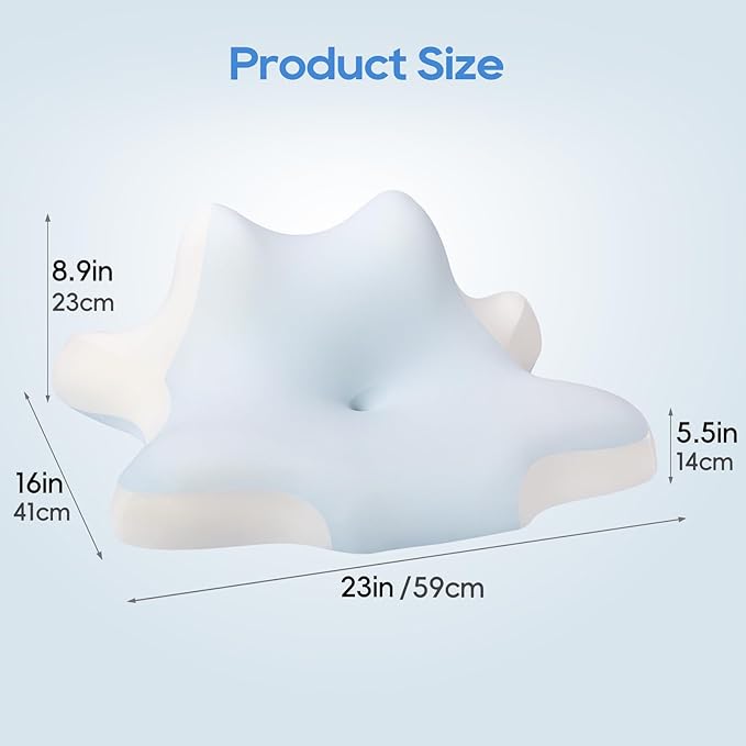 Reading Pillow for Lying, Leaning and Prone, Contour Memory Foam Pillow, Ergonomic Cervical Pillow for Neck and Shoulder Pain Relief, Bed Wedge Pillow Blue