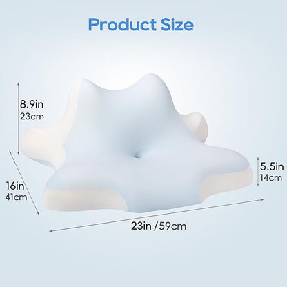 Reading Pillow for Lying, Leaning and Prone, Contour Memory Foam Pillow, Ergonomic Cervical Pillow for Neck and Shoulder Pain Relief, Bed Wedge Pillow Blue
