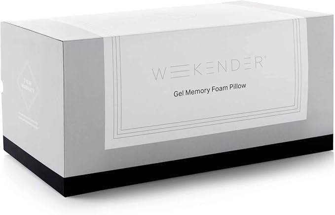 Weekender Gel Memory Foam Pillow - Queen Size - 1-Pack - Medium Plush Feel - Neck and Shoulder Support - Side, Stomach, and Back Sleepers - Home, Hotel, & Hospital Essentials - CertiPur Certified