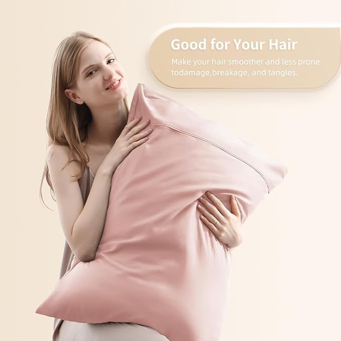 King Pillowcases, Cooling Viscose from Bamboo Pillow Covers with Envelope Closure, Soft Moisture-Wicking for Hot Sleepers, Hair and Skin-Friendly, Pink, 2 Pack