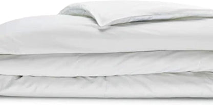 Sleepgram Supima Machine Washable 400 Thread Count Cotton Silver Ion Infused Luxury Zippered Duvet Cover with Travel Bag, Queen, White