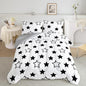 Axolotl Kids King Bedding Comforter Set,3Pcs Cute Black and White Stars Quilt Set for Kids,Geometric Stars Bedding with 1 Comforter 2 Pillowcases for Boys Girls Teens Adults Room Decor All Season