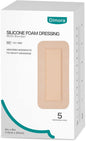 Dimora Silicone Foam Dressing with Border Adhesive 4"x8" Waterproof Wound Dressing Bandage for Wound Care 5 Pack