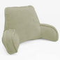 Super Soft Velvety Backrest Reading Bed Rest Pillow with Arms and Pockets 18" H for Sitting in Bed Couch Sofa, Back Support Wedge Cushion with Removable Cover, 20" x 18" x17", Slate Green