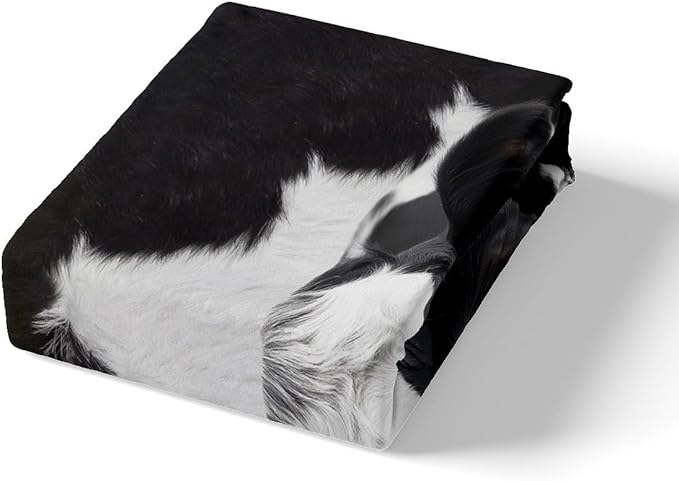 Castle Fairy Milk Cows Duvet Cover Queen for Kids Boys,Sunflower Farmhouse Animal Bedding Set with 2 Pillowcases Comforter Cover,Black White Fur Print Bedspread Quilt Cover 3 Pcs, Soft, Zipper