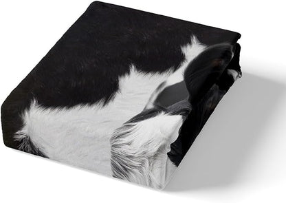 Milk Cows Duvet Cover Set King Size,Yellow Sunflower Farmhouse Animal Comforter Cover with 2 Pillowcases,3 Piece,Black White Fur Print Bedding Set for Adult Young Bedroom Xman Gift