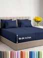 Extra Deep Split King Sheet Set - 7 Piece Breathable and Cooling Sheets - Hotel Luxury Bed Sheets Set - Easy Fit - Soft, Wrinkle Free and Comfy Sheets Set - Navy Blue Sheet Set with Extra Deep Pockets