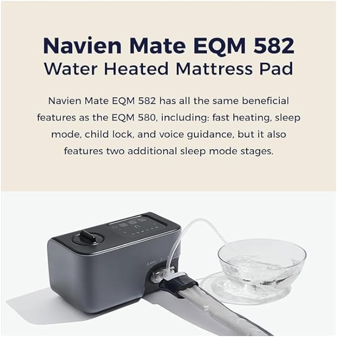 EQM 582, King – EMF-Free Water Heated Mattress Pad Warmer – Dual Temperature Control – WiFi Enabled & Eco-Friendly – Helps Soothe & Relieve Stress, Muscle Soreness, & Tension