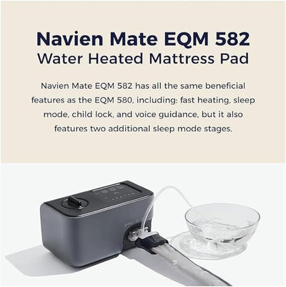 EQM 582, Single – EMF-Free Water Heated Mattress Pad Warmer – Dual Temperature Control – WiFi Enabled & Eco-Friendly – Helps Soothe & Relieve Stress, Muscle Soreness, & Tension