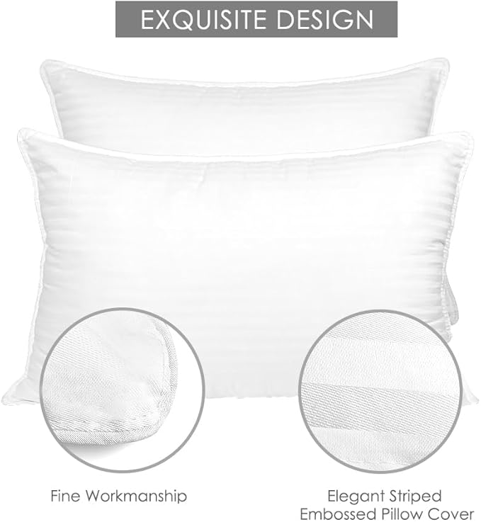 Bed Pillows for Sleeping Queen Size [Pack of 2] Hotel Quality Pillows Premium Plush Fiber, Breathable Cooling Cover Skin-Friendly