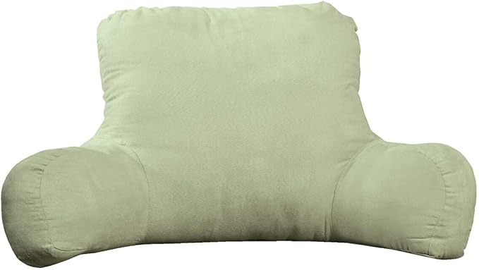 WalterDrake Backrest Pillow – Large Firmly Stuffed Sitting Support Bed Pillow with Arms for Comfort While Reading & Relaxing –Foam Filled for Adults, Teens and Kids - Sage Green