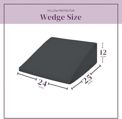 CirclesHome Wedge Pillow Cover 100% Cotton, Zippered Wedge Pillow Case Protector, Soft, Hypoallergenic & Breathable -Dark Grey, (24Wx25Lx12)