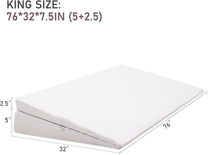 SUNYRISY Adjustable Wide Size Bed Wedge Pillow, Wedge Mattress Topper with Washable Cover, Mattress Wedge Lifter, Inclined Mattress Elevator for Acid Reflux, Neck & Back Pain, Anti-snoring, King