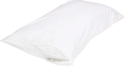 Amazon Basics King Pillow Pillowcase with Zipper, 100% Cotton Hypoallergenic, Pillow Protector, White (37 x 21 Inches), Pillows Not Included