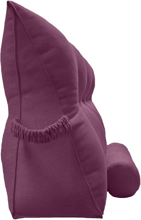Triangular Reading Bed Rest Pillow Large Bolster Cushion Headboard Backrest Wedge Pillow with Two Detachable Roll Pillows for Neck & Lumbar Support (Onion Purple, King: 77 x 8 x20 inches)